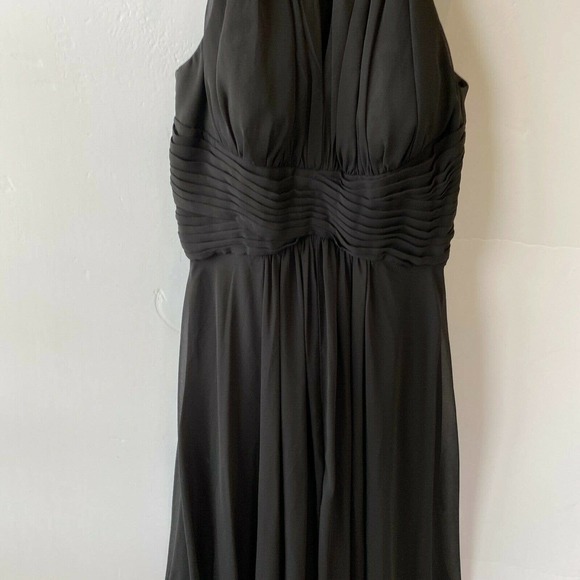 Eliza J Dress Women’s 6 Embellished Tiered Chiffon Halter Gown Black Rhinestones - Picture 5 of 12